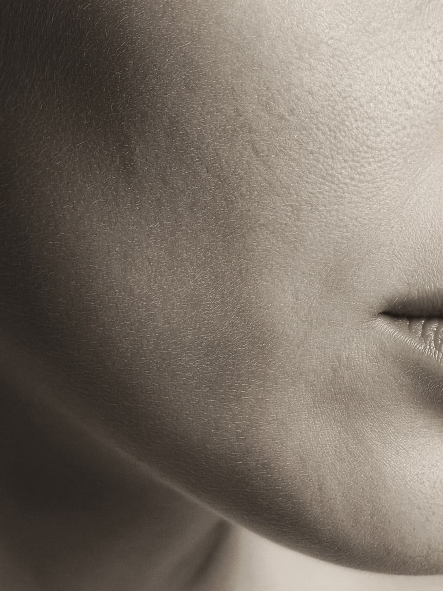Concept close study of unretouched skin. Not a result and not a customer.